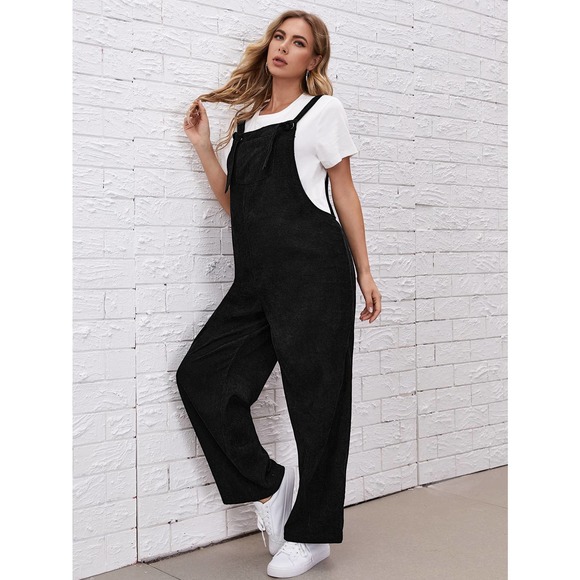 Maternity Patched Pocket Corduroy Overall Jumpsuit black - Picture 3 of 5